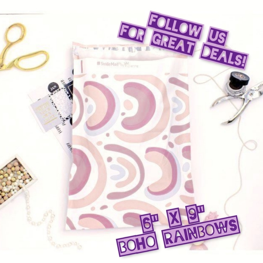 50 Boho Rainbows 6x9 Poly Mailers - Picture 1 of 3